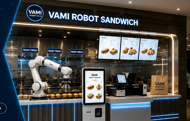 VAMI Robot Sandwich với robot FR5 màu trắng