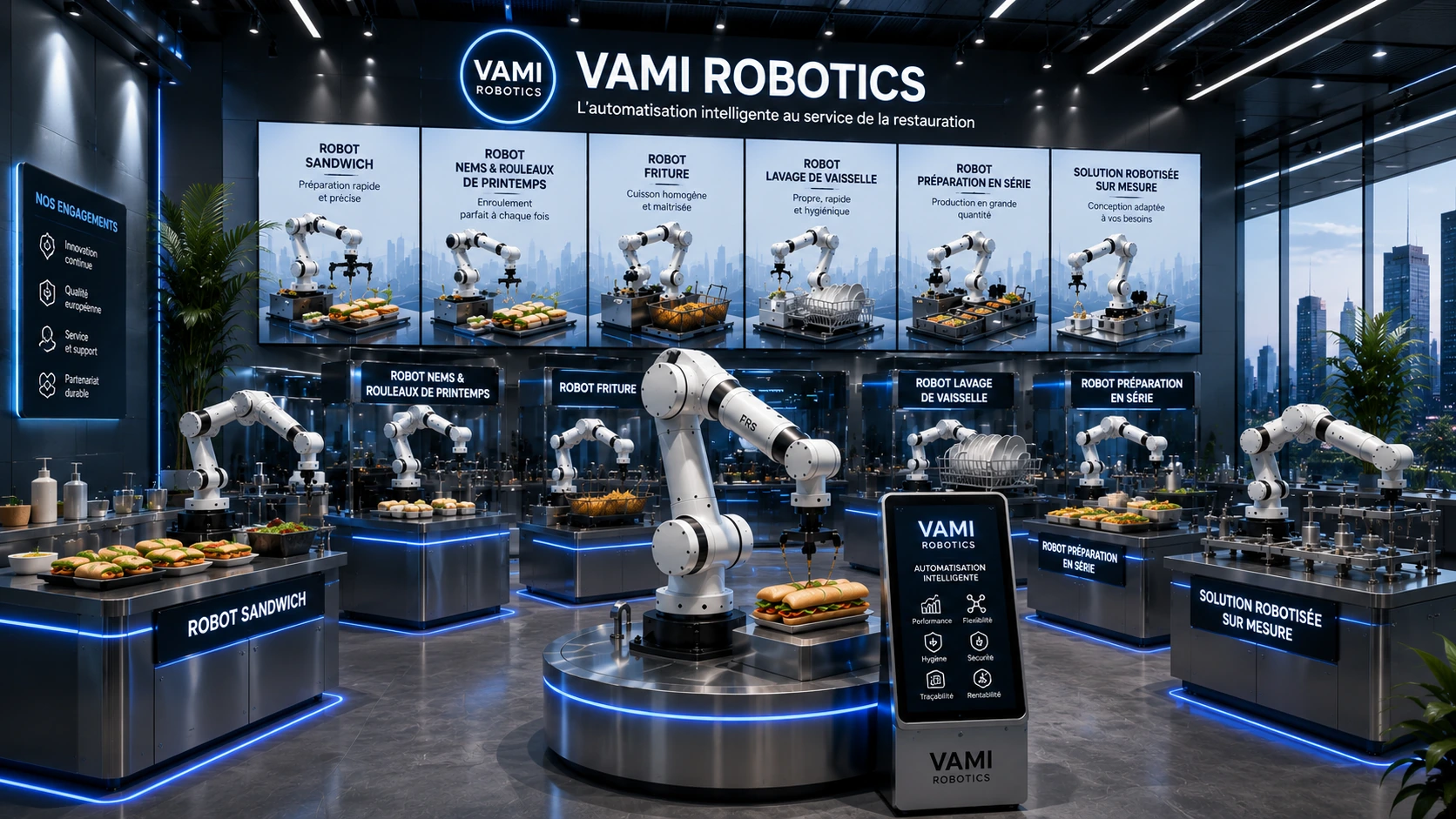 VAMI Robot Sandwich với robot FR5 màu trắng
